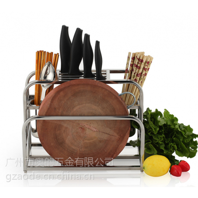 广东广州多功能刀架 厨房不锈钢置物架双筒筷子筒砧板架