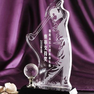 高尔夫球奖牌定制，上海水晶奖牌，职工高尔夫球联谊赛奖品，季度奖杯|典士