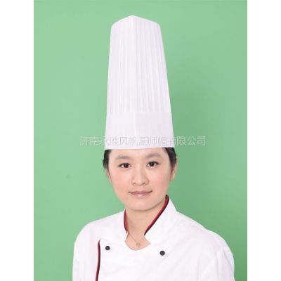 供应80g 生态棉高平顶厨师帽