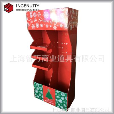 超市促销旋转挂钩纸展架定制 纸货架 堆头加工生产 ***促销