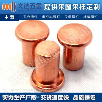 文达供应电器用铜铆钉，温控铆钉，铜铆钉，紫铜实心铆钉，可来样定制
