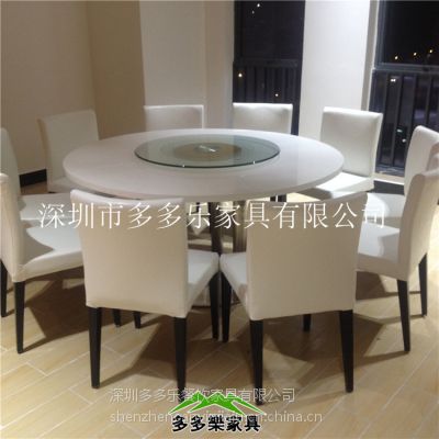 中式茶餐厅大理石餐桌 圆形餐桌椅
