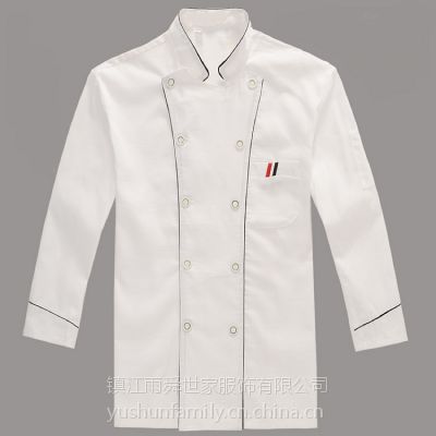 2017新款厂家批发酒店厨师服长袖厨房工作服白色工装制服