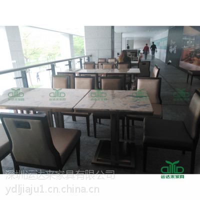 深圳运达来客户高端餐厅定制 大理石桌椅 ***连锁咖啡厅桌子西餐厅