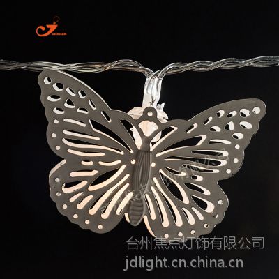 铁艺蝴蝶灯串 春天动物装饰灯 彩灯节日灯 欧洲风 透明线电池灯串