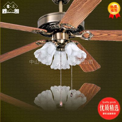 f015欧亿俪木叶复古装饰吊扇灯52寸新式带灯吊扇厂家直销风扇灯