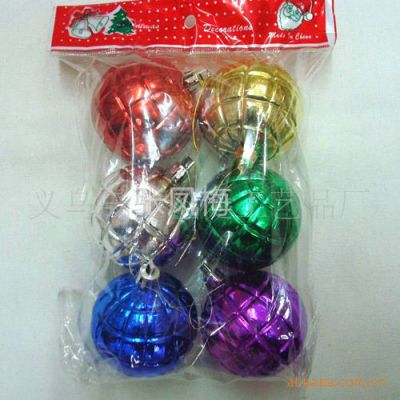 供应塑料圣诞球电镀圣诞球/6个装电镀球挂件/多色圣诞球圣诞挂件