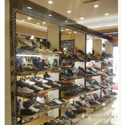 厂家免费设计波鞋货架 男鞋店展示架 皮具包包展示柜定制 低价格