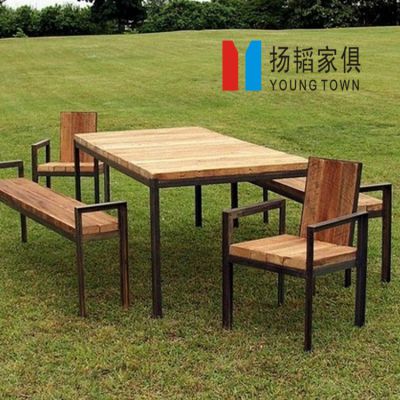 实木餐桌椅组合， 美式复古铁艺餐桌咖啡厅， 奶茶店餐厅桌椅套装！