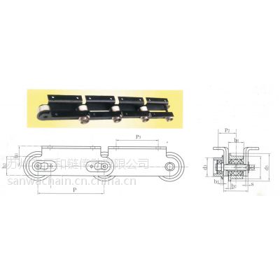 节距200、250弯板输送链条、F型滚子内装轴承、国标GB/T8350-1987