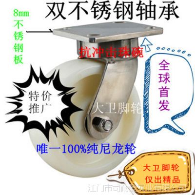 供应厂家***5寸尼龙不锈钢脚轮 抗低温 耐酸碱 大卫dw万向脚轮