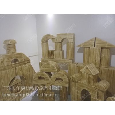 广东深圳贝尔康幼儿园玩具大型户外碳化积木86件