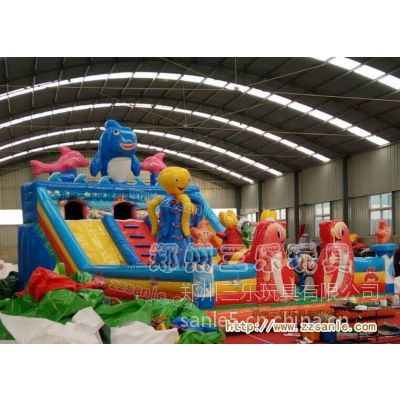 四川省广汉市大型蹦床大鲨鱼滑梯儿童跳跳床