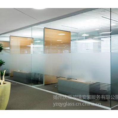 供应扬州【庆亚】商务楼、办公楼、写字楼钢化玻璃隔断玻璃门订做安装