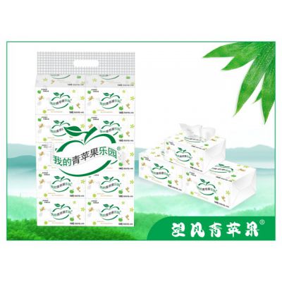 四川竹浆纸厂家代理望风青苹果我的青苹果乐园408张雕花面巾纸