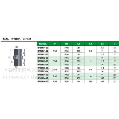 供应BPSM04-00 气动对丝接头 外牙PT1/2