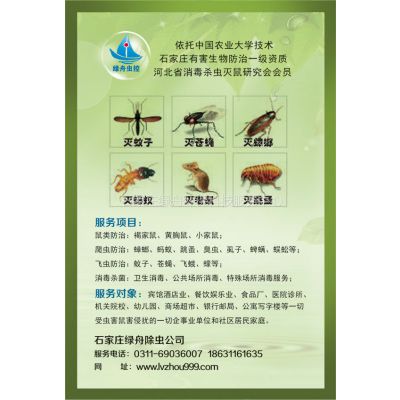 供应石家庄杀虫,石家庄灭蟑螂,灭老鼠,灭蚊蝇除四害找石家庄绿舟消杀