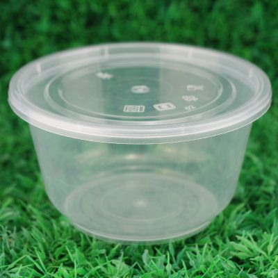 供应明进450ml一次性打包碗带盖批发圆形一次性饭盒餐盒打包盒塑料