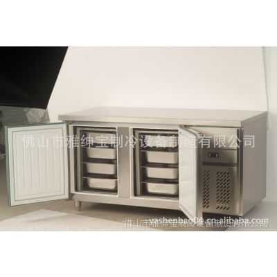 雅绅宝供应商用不锈钢卧式烤盘柜 茶餐厅厨房平面式保鲜冷藏柜