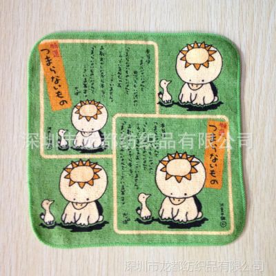 供应纯棉儿童小毛巾卡通小鸭子方巾宝宝口水巾出口日本生产厂家订做