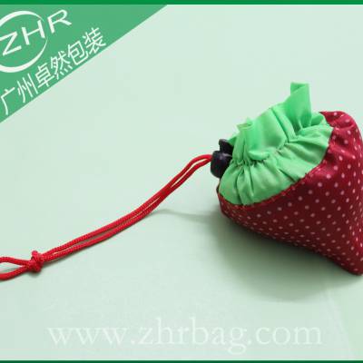 ***草莓袋折叠袋 束口收纳袋 穿绳210D购物袋 防水折叠袋