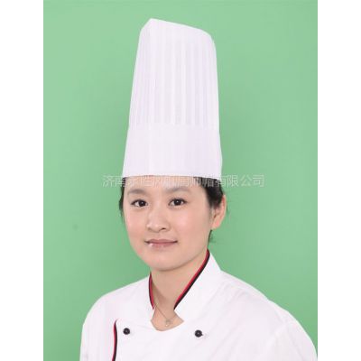 供应60g 无纺布中高平顶厨师帽