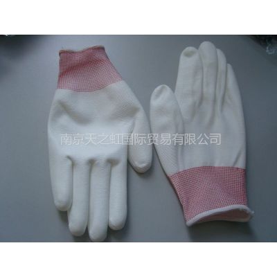 供应13针白色涤纶浸白色PU浸掌手套 （10-PL233）