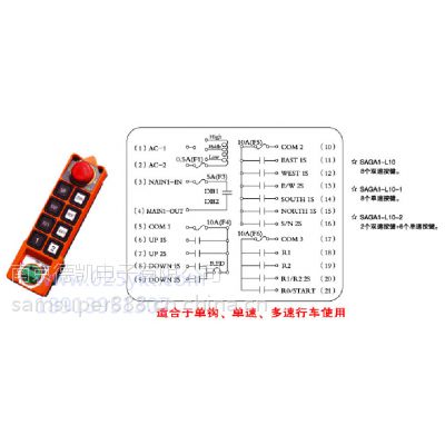 SAGA1-L10-1 8个单速按键 工业无线遥控器 起重机遥控器