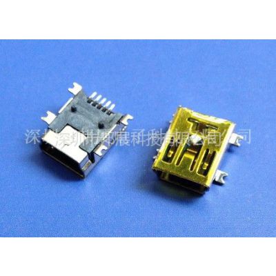 供应迷你小USB-5P/B型-母座SMT贴片带柱-铜壳（贴膜 卷带SMD）