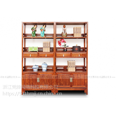 941红木家具，现代中式二斗二门书柜BG1803刺猬紫檀 书柜两件套