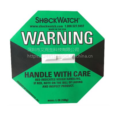 供应美国进口shockwatch （L-30）100G物流防震动标签 震撞显示标签