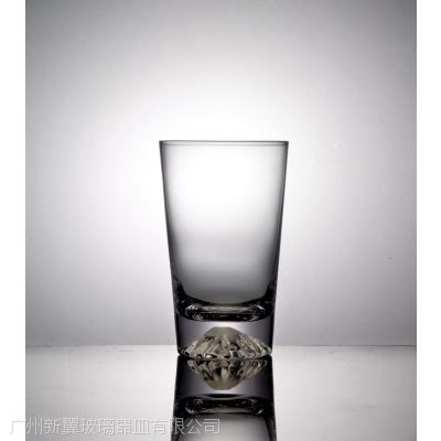 日式餐饮玻璃水杯富士山凹底玻璃饮料杯玻璃口杯