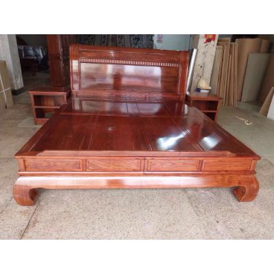 冈比亚红木刺猬紫檀祥云大脚大床格图片大全