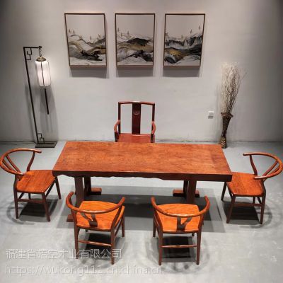 巴西花梨木红木家具大板桌办公桌简约原木书桌餐桌茶桌实木办公桌