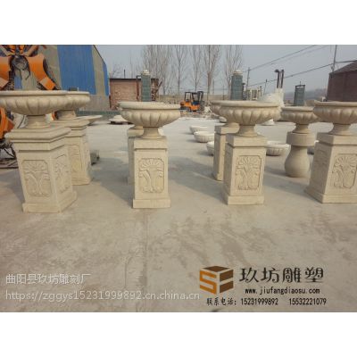 欧式花盆 雕刻花盆 花钵 庭院摆放 石雕工艺精品 销售 玖坊雕塑
