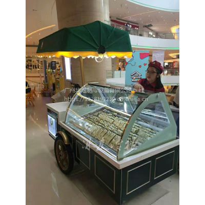 马迭尔黑绿色雪糕车冰棍展示柜户外式冰淇淋车冰淇淋移动车
