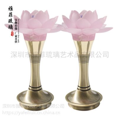 铜琉莲花灯七星灯座如意莲花宝莲灯铜琉莲花灯带盖供盘琉璃佛堂灯具 价格 厂家 中国供应商