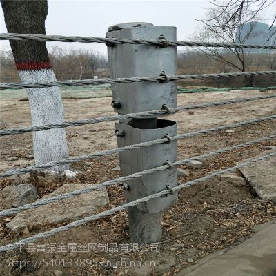 山东景区道路钢索护栏生产厂家 柔性景区缆索山谷交通防撞护栏