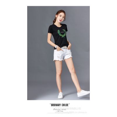 惠州便宜夏季短袖韩版T恤女士上衣纯棉T恤清货