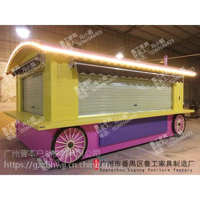 防腐木售货车 实木售货亭 木质花车促销车 售货亭 商场花车