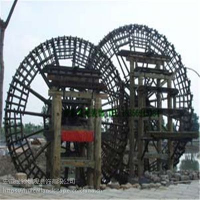 厂家直销防腐木水车定做户外碳化木脚踏水车实木电动景观***轮龙骨翻车景观小品
