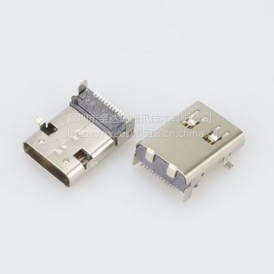 USB 3.1 TYPE-C母座24PIN连接器接口type-c母座加长型 前贴后插JDR