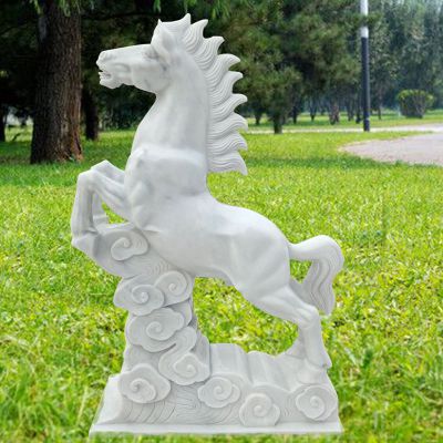 石雕马 汉白玉生肖腾飞马摆件曲阳万洋雕刻厂家***加定做