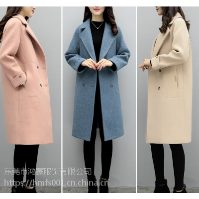 秋冬装新款韩版茧型宽松加厚气质呢子大衣女2018新款保暖呢子外套
