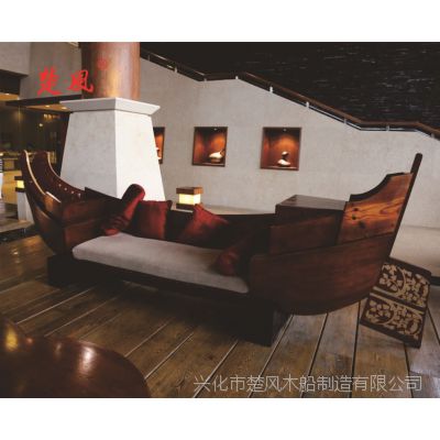 厂家西式北欧西餐咖啡厅实木沙船 发卡座船型沙发船 复古酒吧可定制