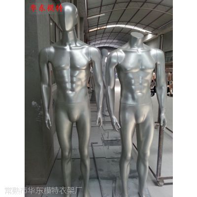 服装道具 人体陈列模特 橱窗模特道具 玻璃钢抽象脸银色男模特衣架