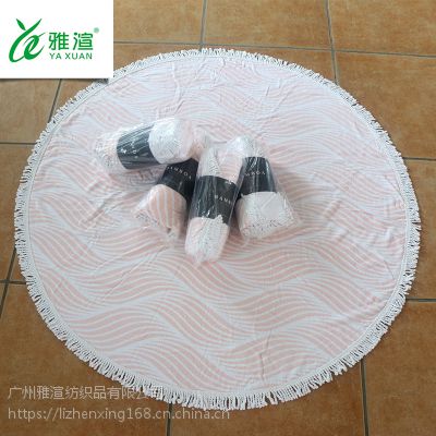 厂家专业定做 外贸出口1.5M圆形流苏沙滩巾纯棉活性印beach towel