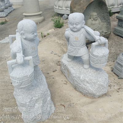 厂家直销寺庙园林花岗岩公园广场草坪可爱小沙弥***摆件