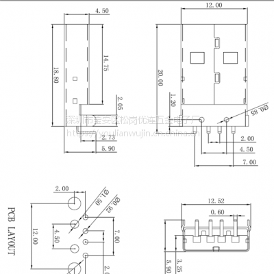 USB A90 2.0ͷ-ֱDIP-Ǥ 4p