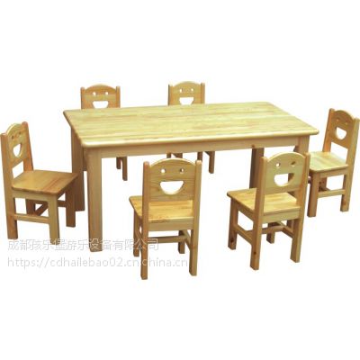 儿童原木桌椅 幼儿园桌椅 4人六人餐桌 成都厂家批发销售